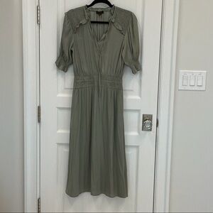 Current Air Sage Green Midi Dress with Smocked Waist